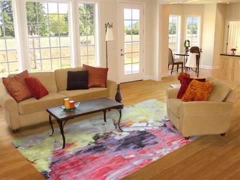 Modern Multicolor Hand Knotted 80 X 100  Area Rug 151-18883 Image 4
