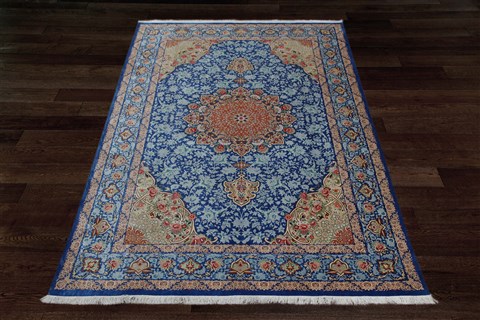 Tabriz Blue Hand Knotted 65 X 100  Area Rug 151-18910 Image 3