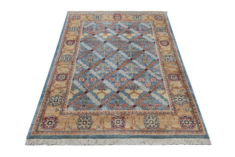 Patchwork Blue Hand Knotted 40 X 60  Area Rug 151-18918 Image 7