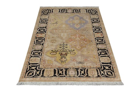 Patchwork Brown Hand Knotted 40 X 60 Area Rug 151-18919 Image 8