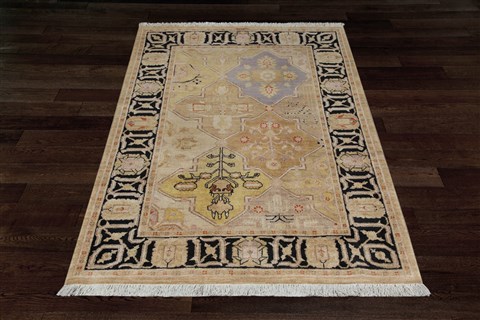 Patchwork Brown Hand Knotted 40 X 60 Area Rug 151-18919 Image 9