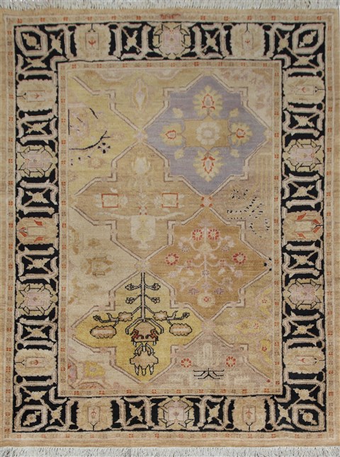 Patchwork Brown Hand Knotted 40 X 60 Area Rug 151-18919 Image 0