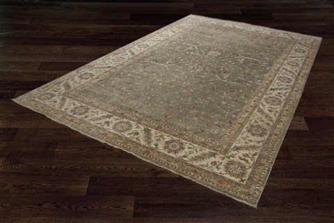 Chobi Green Hand Knotted 120 X 180  Area Rug 151-18920 Image 15