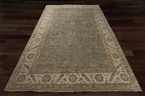 Chobi Green Hand Knotted 120 X 180  Area Rug 151-18920 Image 8
