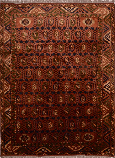 Pishavar Brown Hand Knotted 75 X 100  Area Rug 100-18930 Image 0
