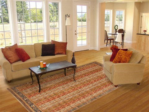 Chobi Orange Hand Knotted 81 X 99  Area Rug 250-18963 Image 4