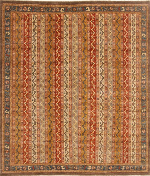 Chobi Orange Hand Knotted 81 X 99  Area Rug 250-18963 Image 0