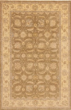 Pakistani Chobi Green Rectangle 6x9 ft Wool Carpet 19003