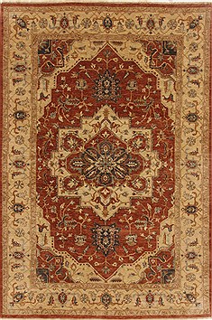 Indian Serapi Brown Rectangle 6x9 ft Wool Carpet 19007