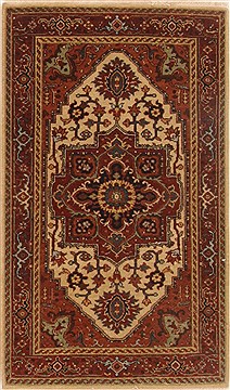 Indian Serapi Beige Rectangle 2x4 ft Wool Carpet 19021
