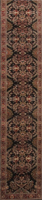 Sarouk Black Runner Hand Knotted 26 X 186  Area Rug 250-19030 Image 0