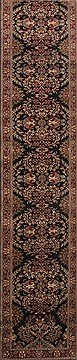 Indian sarouk Black Runner 16 to 20 ft Wool Carpet 19030