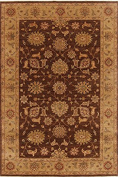 Indian Agra Brown Rectangle 6x9 ft Wool Carpet 19036