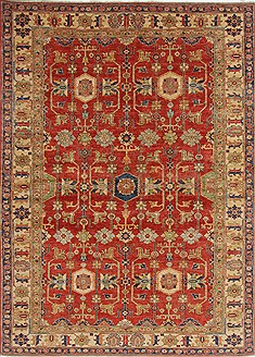Pakistani Kazak Red Rectangle 7x10 ft Wool Carpet 19040