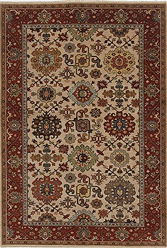 Indian Serapi Beige Rectangle 6x9 ft Wool Carpet 19059