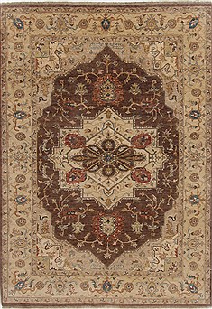 Indian Serapi Brown Rectangle 6x9 ft Wool Carpet 19060