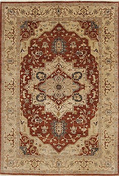 Indian Serapi Brown Rectangle 6x9 ft Wool Carpet 19070