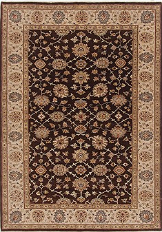 Indian Agra Brown Rectangle 6x9 ft Wool Carpet 19082