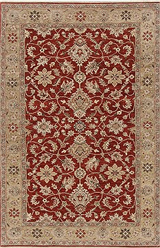 Agra Red Hand Knotted 5'6" X 8'5"  Area Rug 250-19083