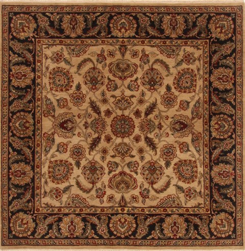 Agra Beige Square Hand Knotted 60 X 61  Area Rug 250-19102 Image 0