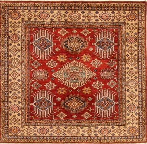 Kazak Red Square Hand Knotted 58 X 59  Area Rug 250-19107 Image 0