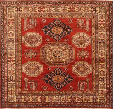 Kazak Red Square Hand Knotted 510 X 62  Area Rug 250-19108 Image 0