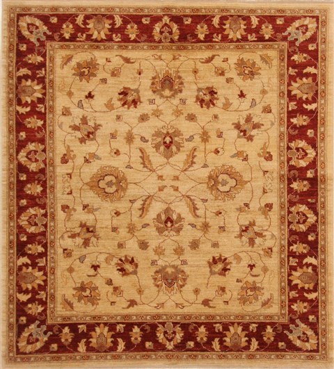Pishavar Beige Hand Knotted 60 X 68  Area Rug 250-19109 Image 0