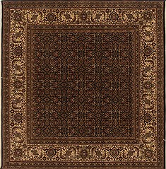 Indian Herati Black Square 5 to 6 ft Wool Carpet 19110