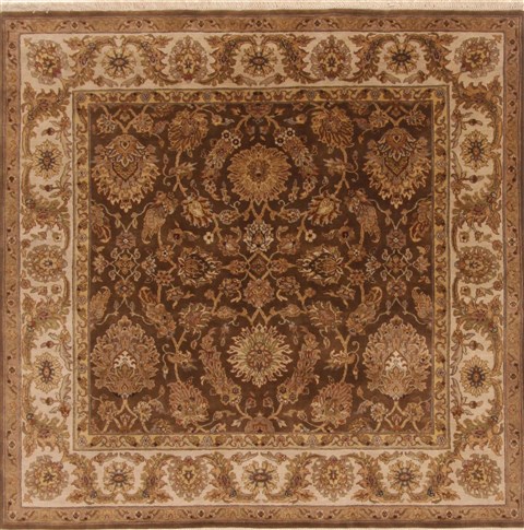 Kashan Brown Square Hand Knotted 60 X 60  Area Rug 250-19111 Image 0