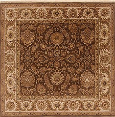 Indian Kashan Brown Square 5 to 6 ft Wool Carpet 19111