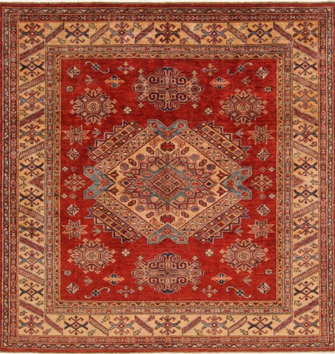 Kazak Red Square Hand Knotted 59 X 60  Area Rug 250-19113 Image 0