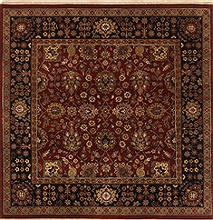 Indian Agra Red Square 5 to 6 ft Wool Carpet 19119