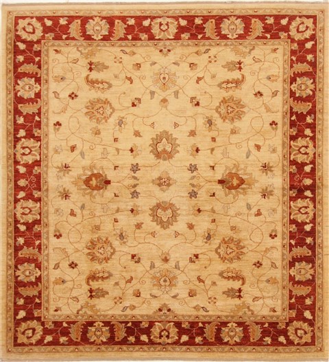 Pishavar Beige Square Hand Knotted 611 X 77  Area Rug 250-19121 Image 0