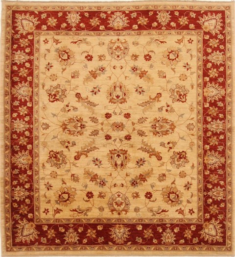Pishavar Beige Square Hand Knotted 71 X 78  Area Rug 250-19124 Image 0