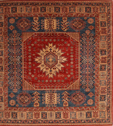 Kazak Blue Square Hand Knotted 80 X 84  Area Rug 250-19125 Image 0