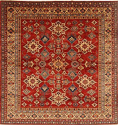 Pakistani Kazak Red Square 7 to 8 ft Wool Carpet 19129