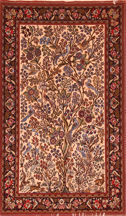 Qum Beige Hand Knotted 46 X 76  Area Rug 253-19166 Image 0