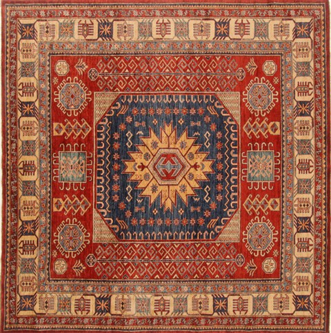 Kazak Red Square Hand Knotted 83 X 83  Area Rug 250-19169 Image 0