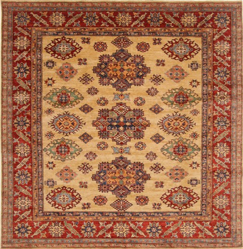 Kazak Beige Square Hand Knotted 81 X 86  Area Rug 250-19171 Image 0
