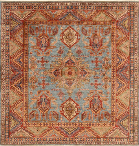 Kazak Blue Square Hand Knotted 511 X 62  Area Rug 250-19173 Image 0