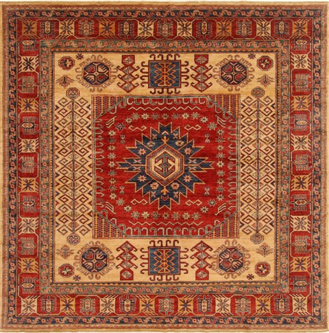 Kazak Red Square Hand Knotted 82 X 84  Area Rug 250-19176 Image 0