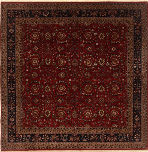 Kashan Red Square Hand Knotted 711 X 82  Area Rug 250-19177 Image 0