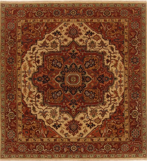 Serapi Orange Square Hand Knotted 59 X 60  Area Rug 250-19179 Image 0