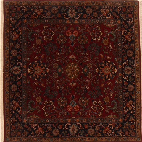 Isfahan Red Square Hand Knotted 510 X 61  Area Rug 250-19184 Image 0