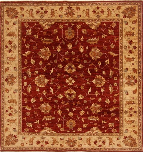 Pishavar Red Square Hand Knotted 71 X 76  Area Rug 250-19186 Image 0
