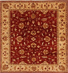 Pakistani Pishavar Red Square 7 to 8 ft Wool Carpet 19186