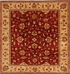 Pakistani Pishavar Red Square 7 to 8 ft Wool Carpet 19186