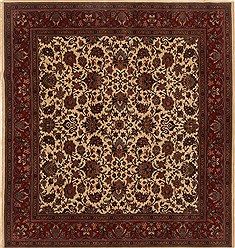 Indian Kashmar Red Square 7 to 8 ft Wool Carpet 19190