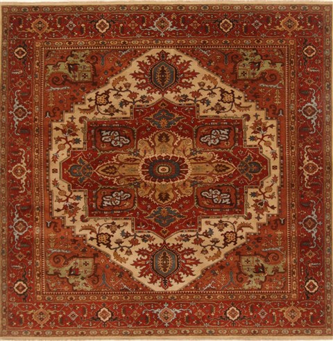 Serapi Orange Square Hand Knotted 80 X 81  Area Rug 250-19192 Image 0