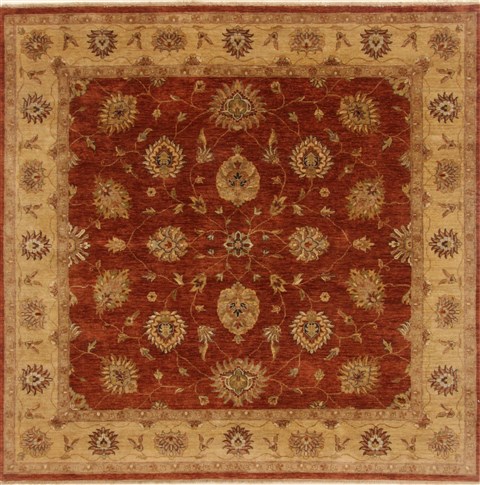 Chobi Orange Square Hand Knotted 81 X 81  Area Rug 250-19196 Image 0